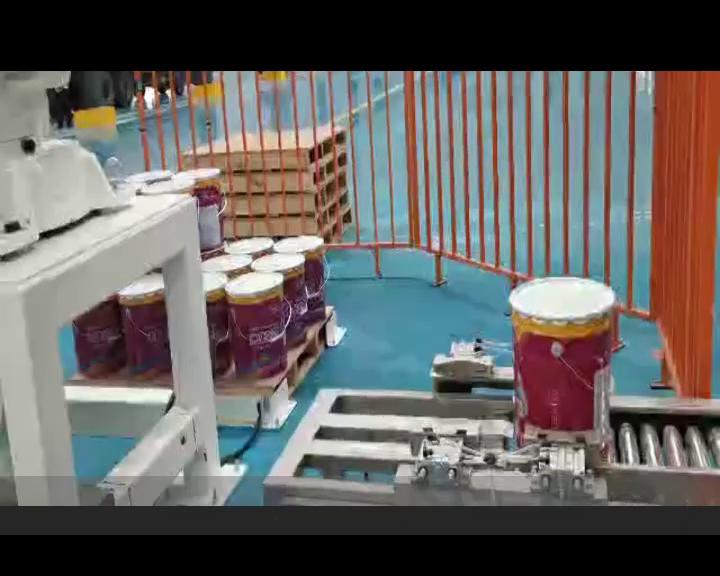 全自动桶装机器人灌装码垛生产线 逐包自动堆垛生产线